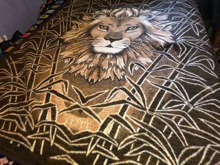Biederlack Lion Head Brown/Beige Blanket Throw Reversible 56 x 76 Made inGermany 6