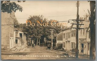Rensselaerville,  York Ny - Main Street View - Real Photo Rppc Postcard