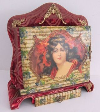 Antique Victorian C.  1800s Velvet & Celluloid Cabinet Card Photo Album Display