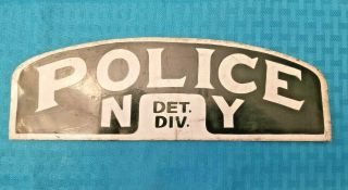 Rare Antique Hand Painted Nypd Police Detective Div.  Metal Sign Authentic
