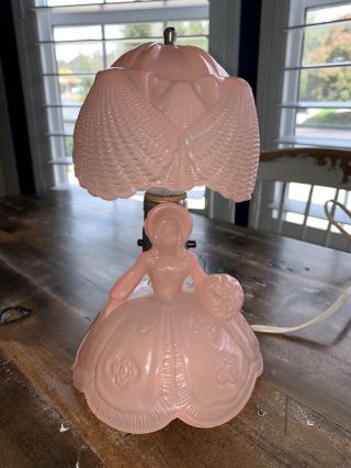 Victorian Houze Pink Depression Glass Colonial Southern Bell Bedroom Table Lamp