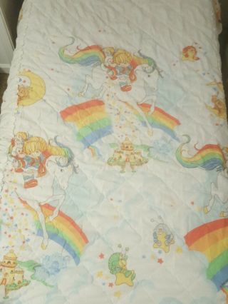 Vintage Rainbow Brite Twin Size Bedspread Cover With Ruffles