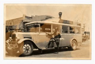 Vintage Photo Pacific Greyhound Bus & Driver Mt View - Sunnyvale California 1930s