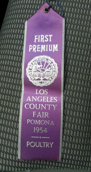 1954 Los Angeles County Fair Purple Ribbon First Premium Poultry Award