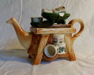 Vintage Small Fertlizer Teapot Made By Portmeirion In England (2 Chips)