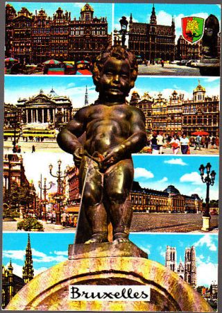 Vintage Postcard,  Belguim,  Brussels Multiview,  922/100