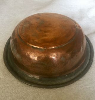 Vtg Large 12 1/2” Antique Copper Bowl W/ Tin