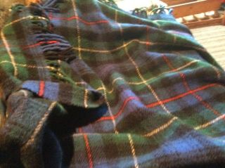Scottish Clanswear Wool Plaid Blanket,  Blue,  Green,  Black,  Red