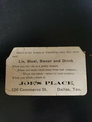 Vintage Advertising Card Joe 