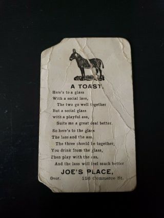 Vintage Advertising Card Joe ' s Place 126 Commerce St Dallas TX Texas Rare 2