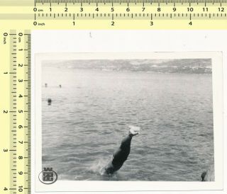 016 Man Jump Dive In Water,  Guy Beach Abstract Motion Vintage Old Orig.  Photo