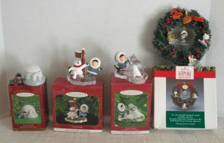 4 Hallmark Frosty Friends Ornaments In Boxes 1990,  1999 & 2000