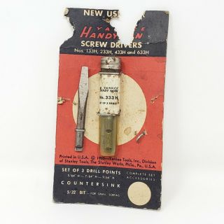 Vintage Stanley Handyman Screwdriver Drill Points Flat Head Bits No.  333h