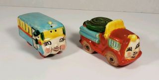 Vintage Made In Japan Rare Salt And Pepper Shakers Firetruck And Bus