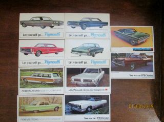 10 Vintage 1966 - 1970 Auto Dealer Advertising Postcards – Plymouth,  Chrysler