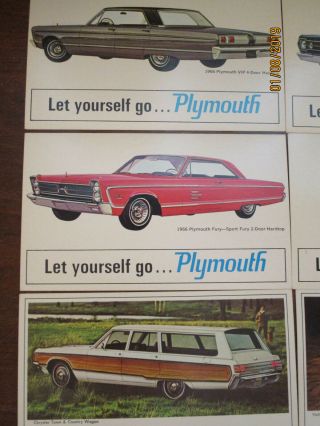10 VINTAGE 1966 - 1970 AUTO DEALER ADVERTISING POSTCARDS – PLYMOUTH,  CHRYSLER 3