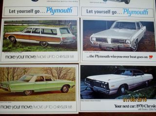 10 VINTAGE 1966 - 1970 AUTO DEALER ADVERTISING POSTCARDS – PLYMOUTH,  CHRYSLER 5