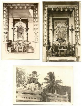 Malaya Penang Hindu Temples Vintage Rp Real Photo Plain Back Postcards X 3