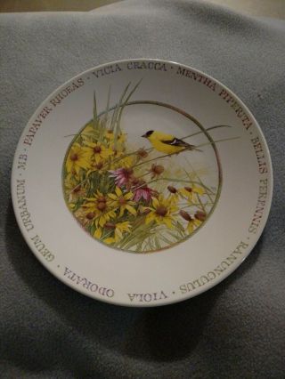 Marjolein Bastin Wildflower Meadow Goldfinch Yellow Bird Flowers 8 " Plate