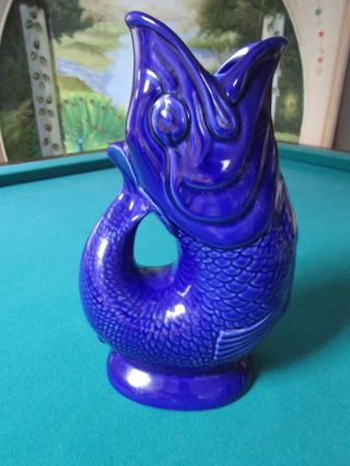 Gluggle Jug By Wade England Leaping Fish Blue Ceramic 12 " [ ]