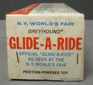 RARE 1964 - 1965 NY World ' s Fair Greyhound Glide - A - Ride Friction Toy CAR/TRAM SET 8
