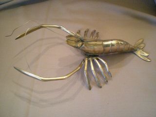Vtg Solid Brass 11.  5 " Shrimp /prawn/crawfish Beach/nautical Decor Wall Hanger