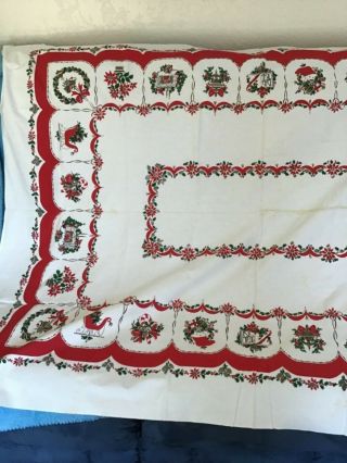 Vintage Christmas Tablecloth 50x67 Inch