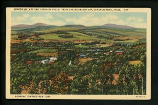 Massachusetts Ma Linen Postcard Lebanon Trail Shaker Village & Valley Curt Teich