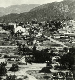 1927 RPPC TUJUNGA LOS ANGELES CA BIRDS - EYE VIEW of TOWN 