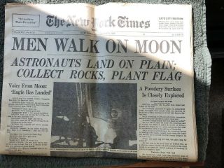 Apollo 11 Moon Landing 1969 York Times Newspaper Late City Edition