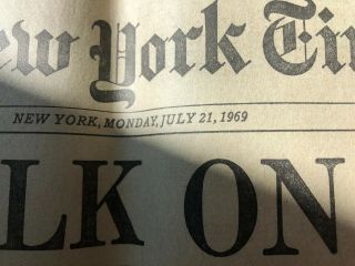 Apollo 11 Moon Landing 1969 York Times Newspaper Late City Edition 2