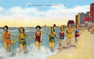 C21 - 5591,  Beach Scene， Atlantic City Nj.
