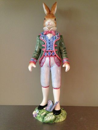 Fitz & Floyd Old World Rabbit Male Figurine Easter Butterfly Coat And Tails