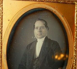 Big Quarter Plate Daguerreotype image of Man who looks like Preacher Full Case 4