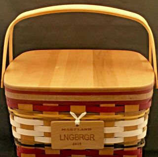 Longaberger Maryland State Cake Basket W/license Tie - On,  Riser,  Protector,  Lid
