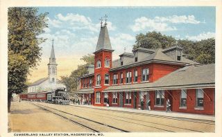 D93/ Hagerstown Maryland Md Postcard C1910 Cumberland Valley Railroad Depot