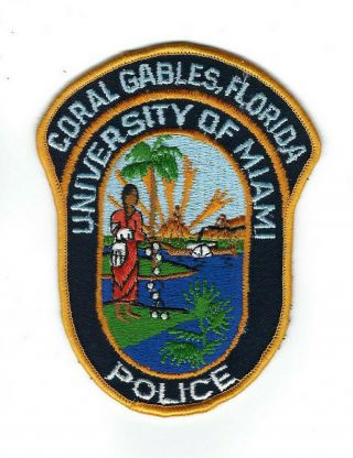 University Of Miami In Coral Gables Fl Florida Police Patch -