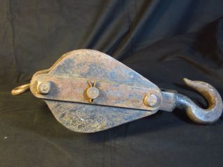 Vintage Antique Cast Iron Pulley Block,  Extra Large,  Double Channels
