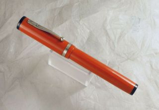 Salz Oversize Flattop Fountain Pen,  Red Hard Rubber,  Fine Stub Flex Nib,  Exc