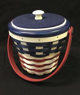Longaberger Americana Summer Bouquet Basket With Custom Made Fashion Lid Rare