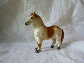 Vintage Cast Iron Brown White Paint Horse Pony Coin Penny Bank Statue Figurine