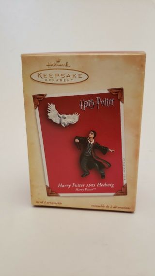 2004 Hallmark Harry Potter And Hedwig The Owl Ornaments - Set Of 2