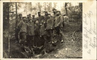 Wwi 15 German Soldiers In Woods Rppc Real Photo Postcard 1914 - 1918