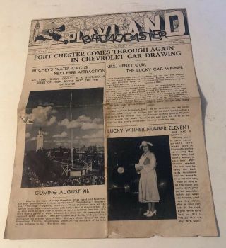 Playland Amusement Park Rye Ny Playland Broadcaster News Paper 1937
