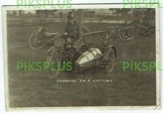 Postcard P.  Brewster Motorcycle & Sidecar Racer Isle Of Man Keig Real Photo 1925