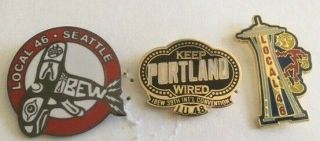 Ibew Local 46 Seattle,  Wa (2) And 48 Portland,  Or Lapel Pins