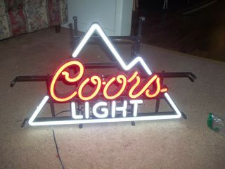 Coors Light Neon Mountain Beer Sign W/ Dimmer 24 X 16