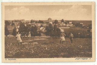 Judaica Palestine Rare Old Postcard The Colony Rechoboth By Grand Caves Richon