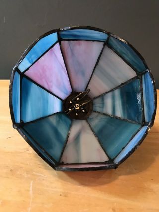 TIFFANY STYLE STAINED GLASS Leaded LAMP SHADE Blue Purple Shade Only 4