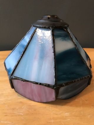 TIFFANY STYLE STAINED GLASS Leaded LAMP SHADE Blue Purple Shade Only 7